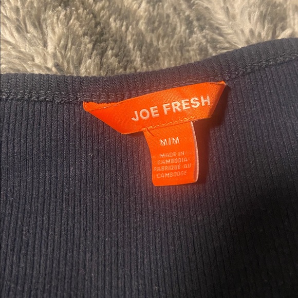 Y2K Navy Blue Henley Top - Picture 2 of 3